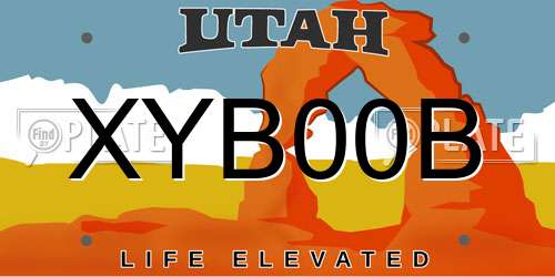 XYB00B Utah License Plate