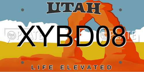 XYBD08 Utah License Plate