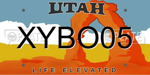XYBO05 Utah License Plate