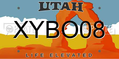 XYBO08 Utah License Plate