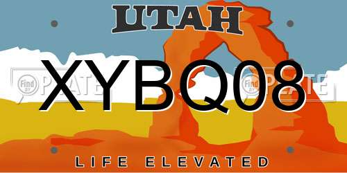 XYBQ08 Utah License Plate