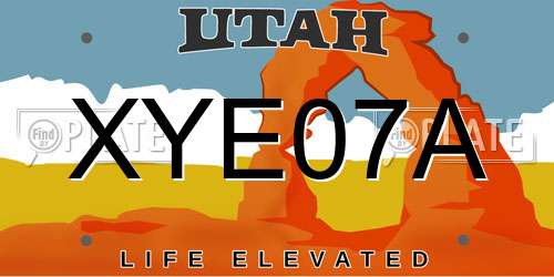 XYE07A Utah License Plate