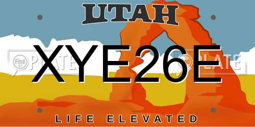 XYE26E Utah License Plate