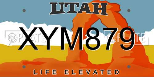 XYM879 Utah License Plate