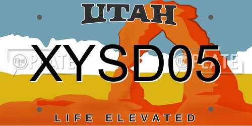 XYSD05 Utah License Plate