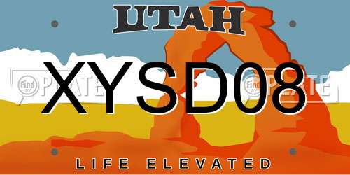 XYSD08 Utah License Plate