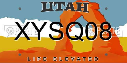 XYSQ08 Utah License Plate