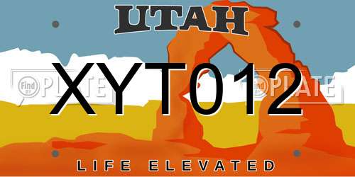 XYT012 Utah License Plate