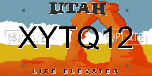 XYTQ12 Utah License Plate