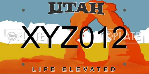 XYZ012 Utah License Plate