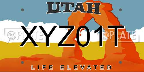 XYZ01T Utah License Plate