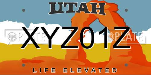 XYZ01Z Utah License Plate