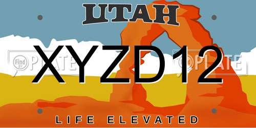 XYZD12 Utah License Plate