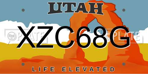 XZC68G Utah License Plate
