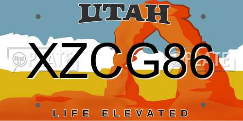 XZCG86 Utah License Plate