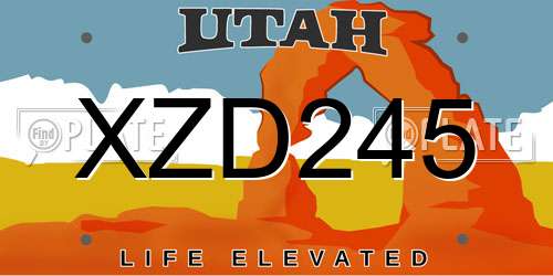 XZD245 Utah License Plate