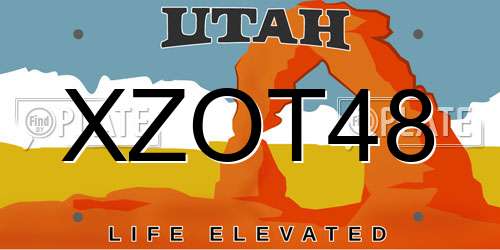 XZOT48 Utah License Plate