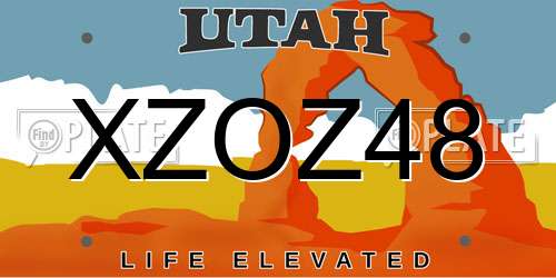 XZOZ48 Utah License Plate
