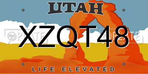 XZQT48 Utah License Plate