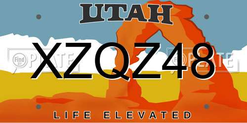 XZQZ48 Utah License Plate