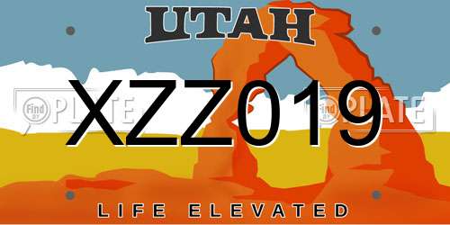 XZZ019 Utah License Plate