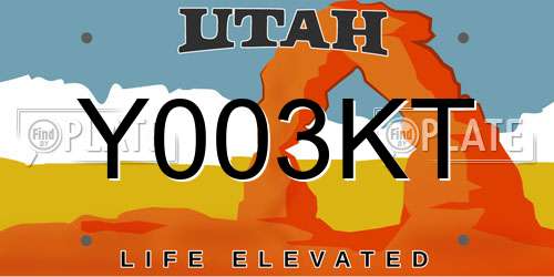 Y003KT Utah License Plate
