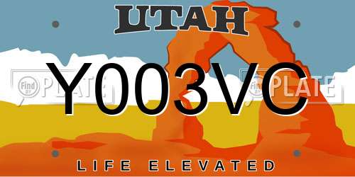 Y003VC Utah License Plate