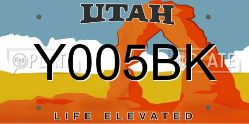 Y005BK Utah License Plate