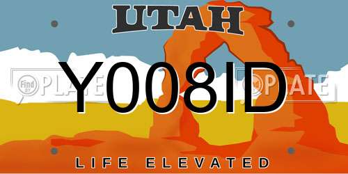 Y008ID Utah License Plate