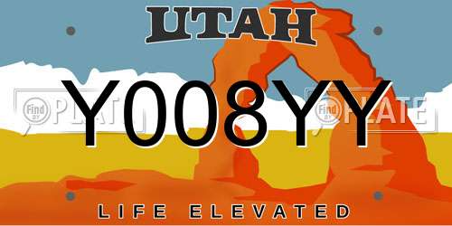 Y008YY Utah License Plate