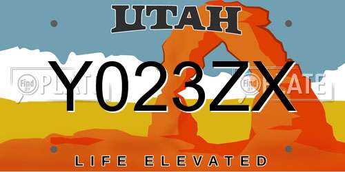 Y023ZX Utah License Plate