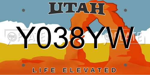 Y038YW Utah License Plate