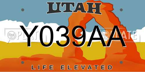 Y039AA Utah License Plate