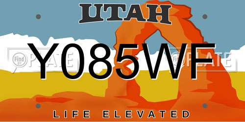Y085WF Utah License Plate