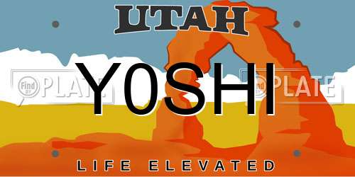 Y0SHI Utah License Plate