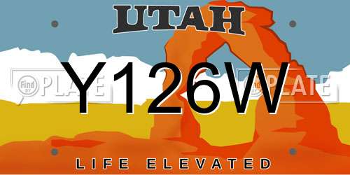 Y126W Utah License Plate