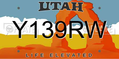 Y139RW Utah License Plate