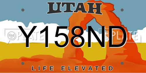 Y158ND Utah License Plate