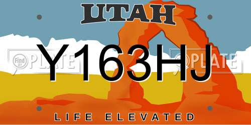 Y163HJ Utah License Plate