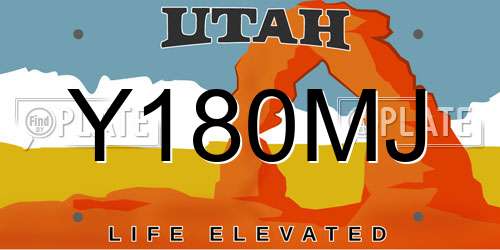 Y180MJ Utah License Plate