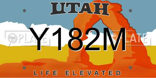 Y182M Utah License Plate