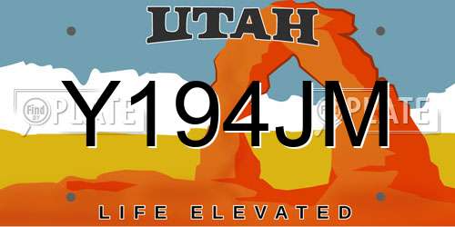 Y194JM Utah License Plate