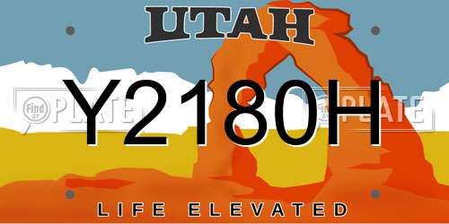 Y2180H Utah License Plate