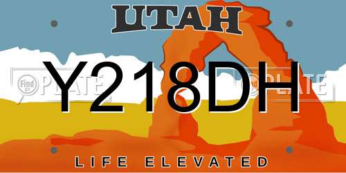 Y218DH Utah License Plate