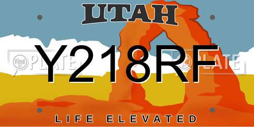 Y218RF Utah License Plate