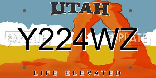 Y224WZ Utah License Plate