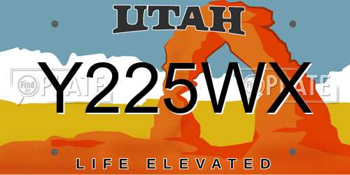 Y225WX Utah License Plate
