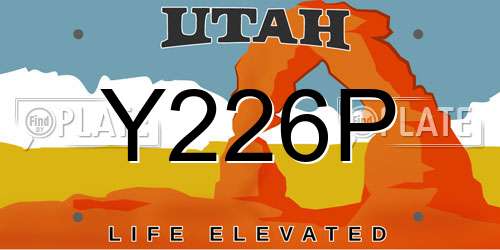 Y226P Utah License Plate