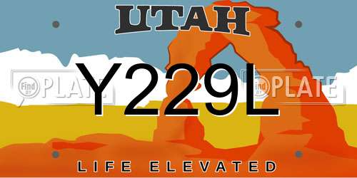 Y229L Utah License Plate