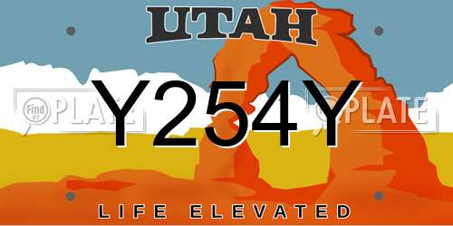 Y254Y Utah License Plate